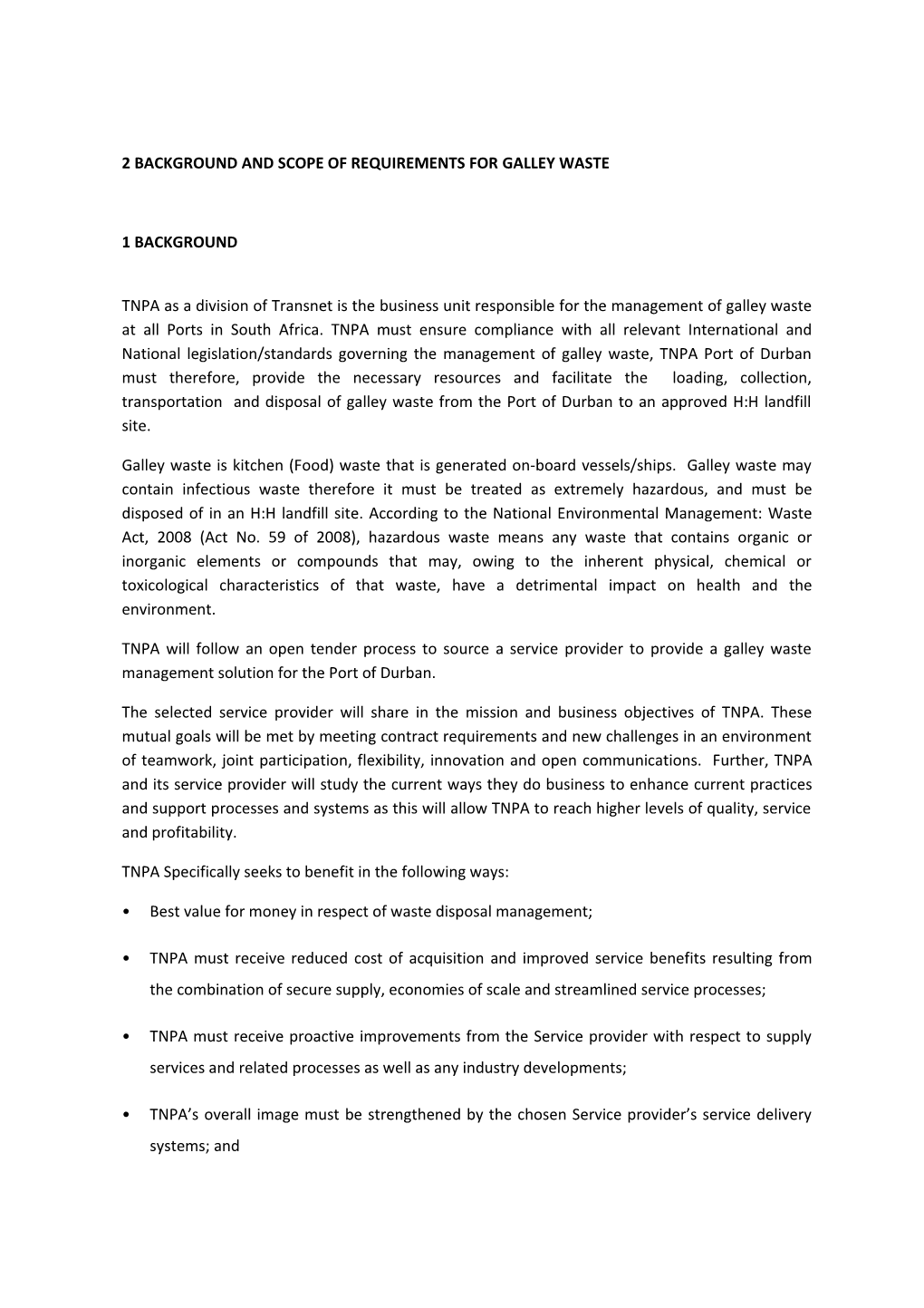 2Background and Scope of Requirements Forgalley Waste