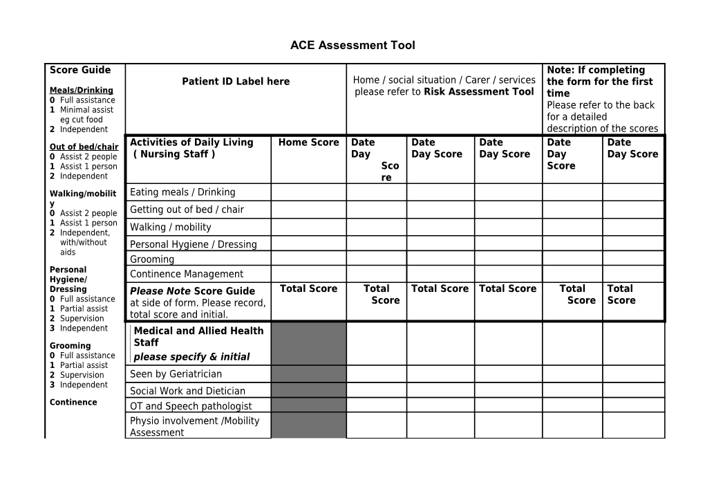 ACE Assessment Tool