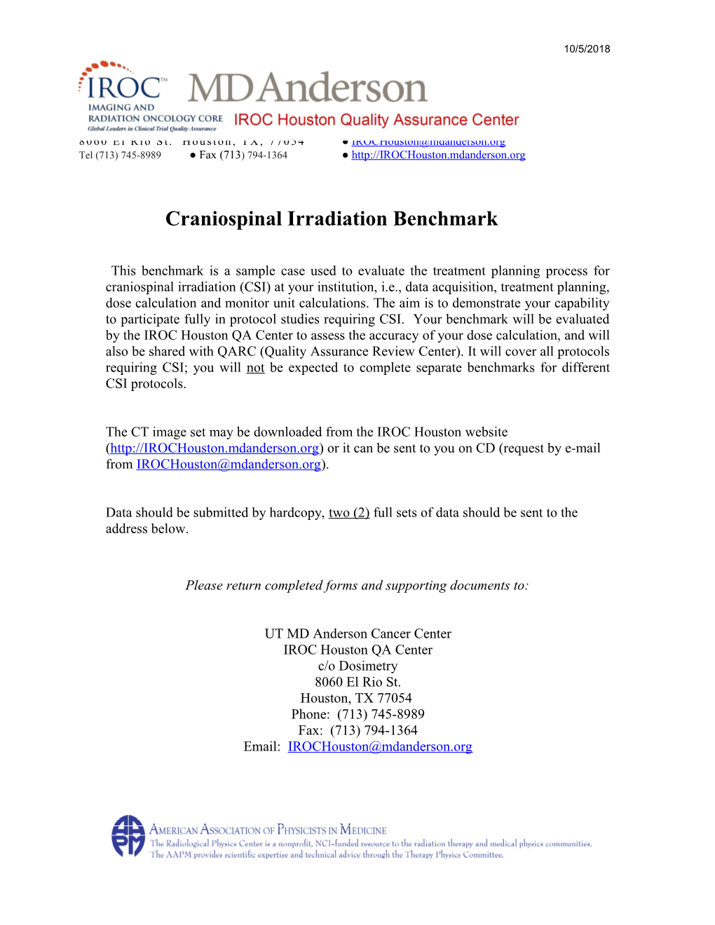 Craniospinal Irradiation Benchmark
