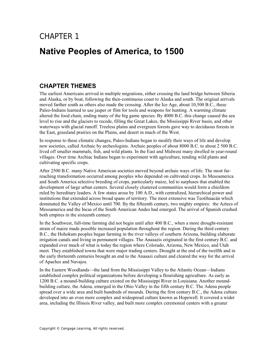 Chapter 1: Native Peoples of America, to 1500 1