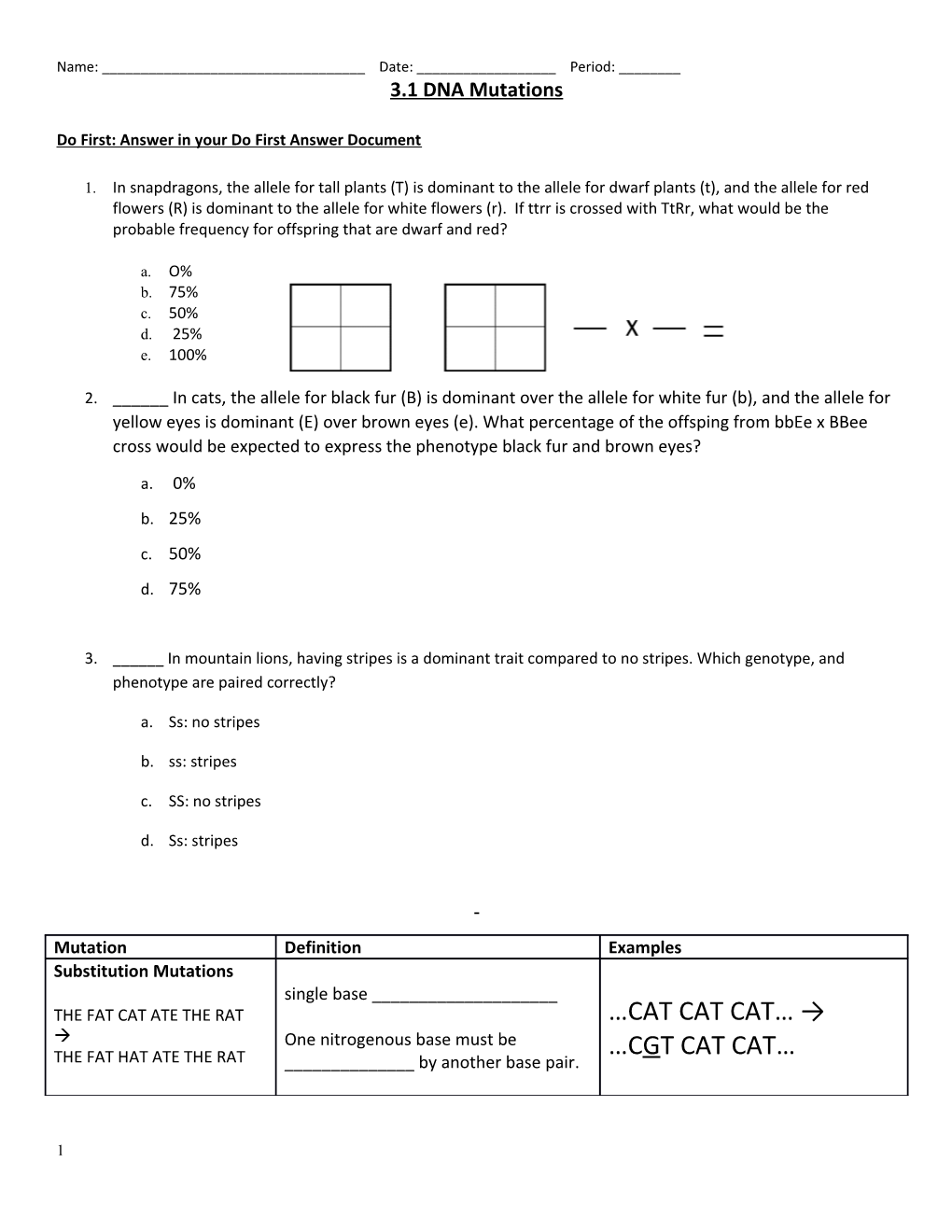 Do First: Answer in Your Do First Answer Document