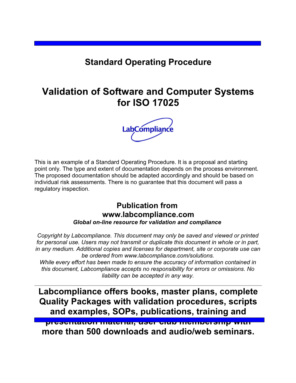 Validation of Software and Computer Systems for ISO 17025