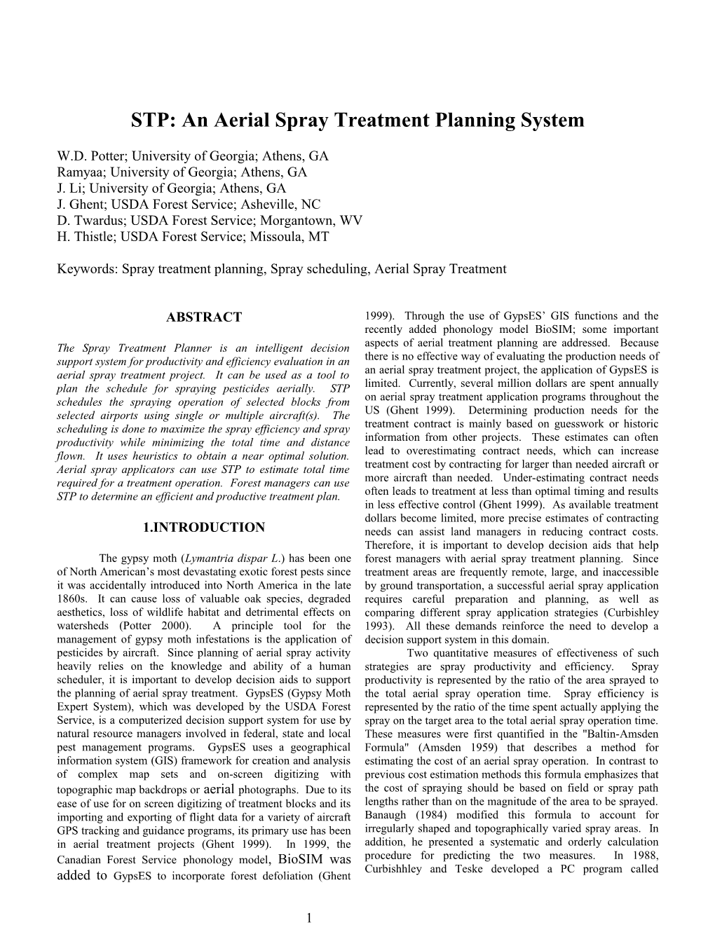 STP: an Aerial Spray Treatment Planning System