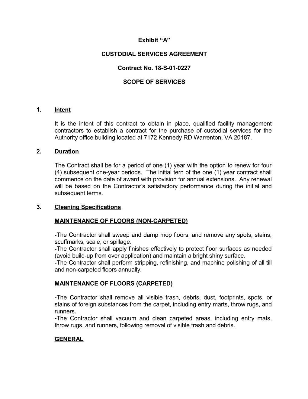 Custodial Services Agreement