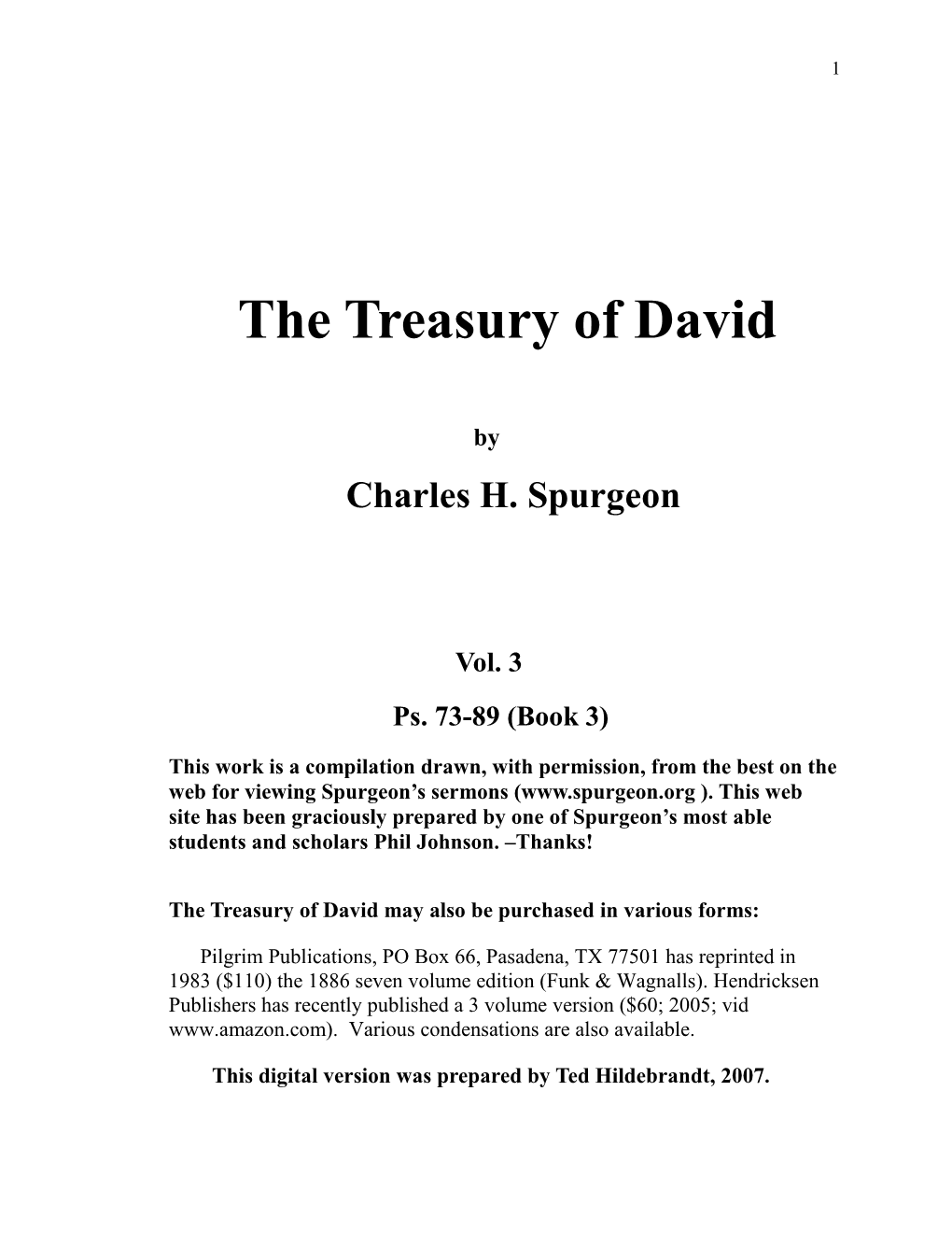 Treasury of David (Vol. 3 Chs. 73-89)