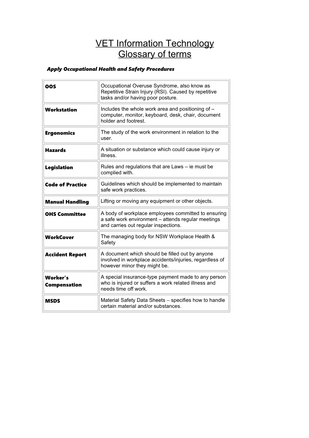 VET Information Technology Notes