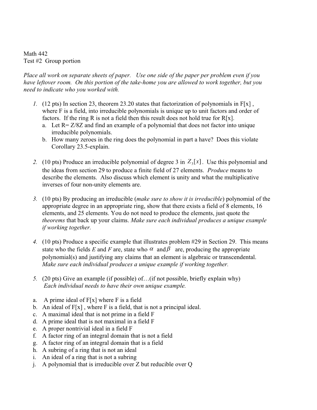 Test #2 Group Portion