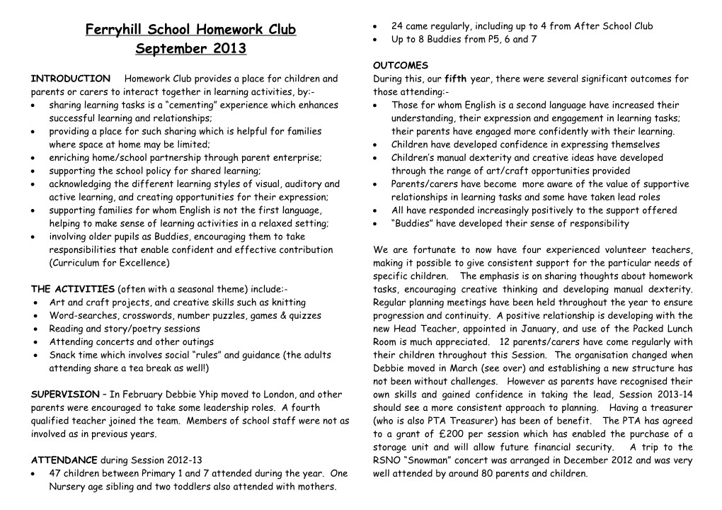 Ferryhill School Homework Club