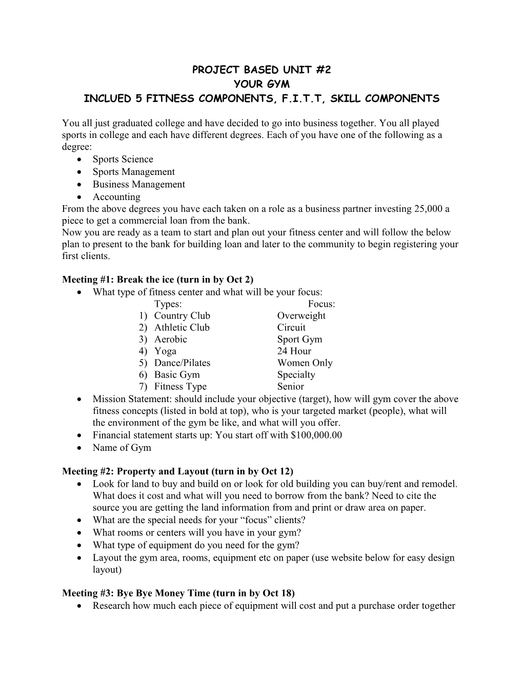 Inclued 5 Fitness Components, F.I.T.T, Skill Components