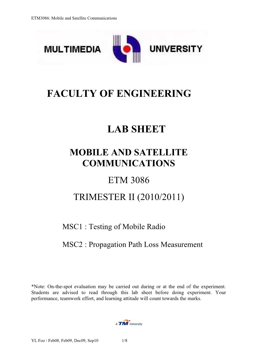 ETM3086:Mobile and Satellite Communications