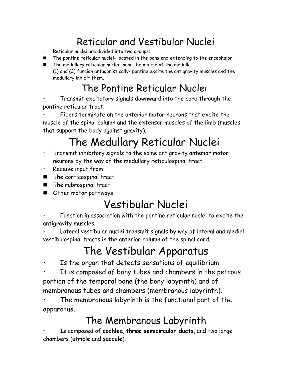 Reticular and Vestibular Nuclei