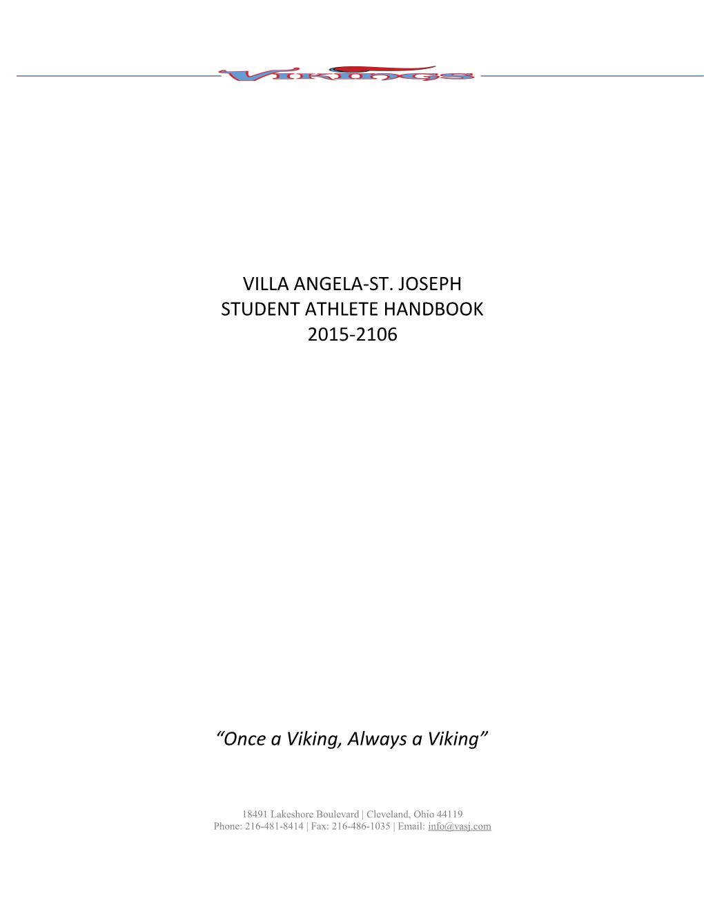 Villa Angela-St. Joseph Student Athlete Handbook 2015-2106