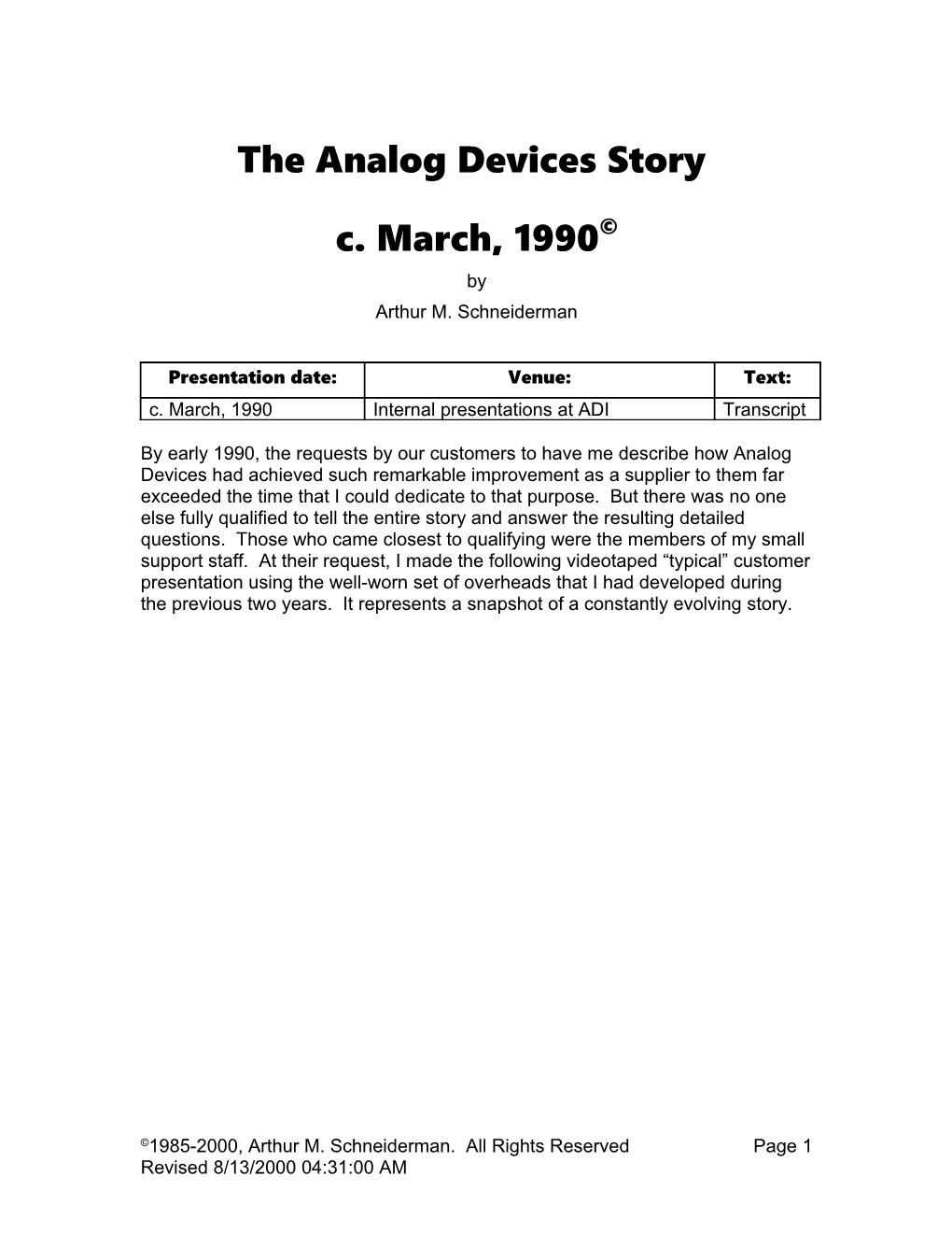 The Analog Devices Story