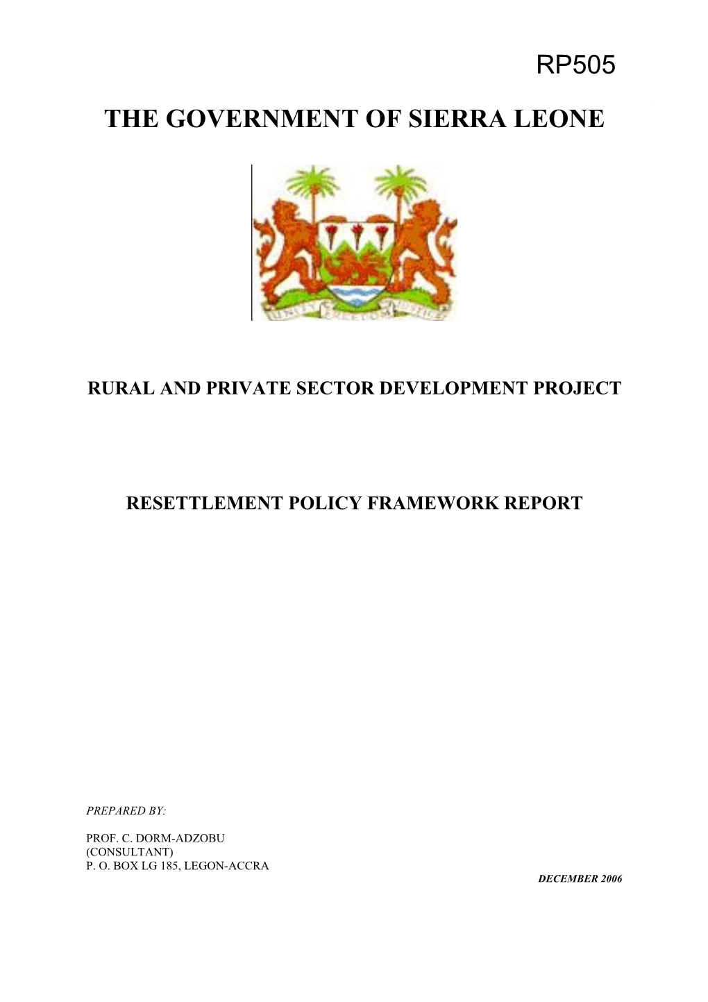 Sierra Leone Rural and Private Sector Development Project