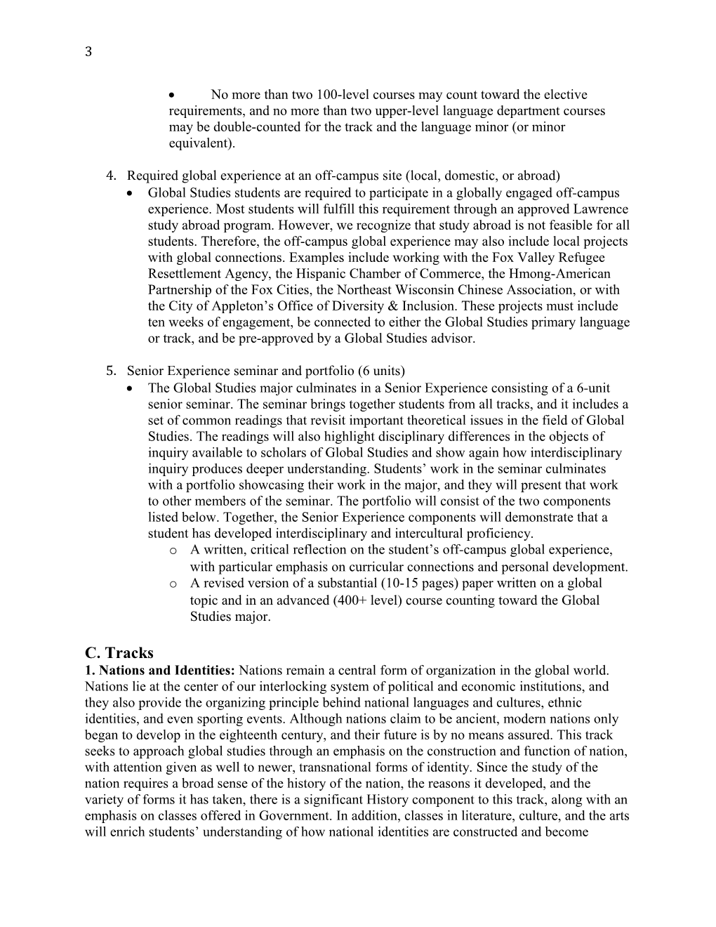 Proposal for Global Studies Major at Lawrence University