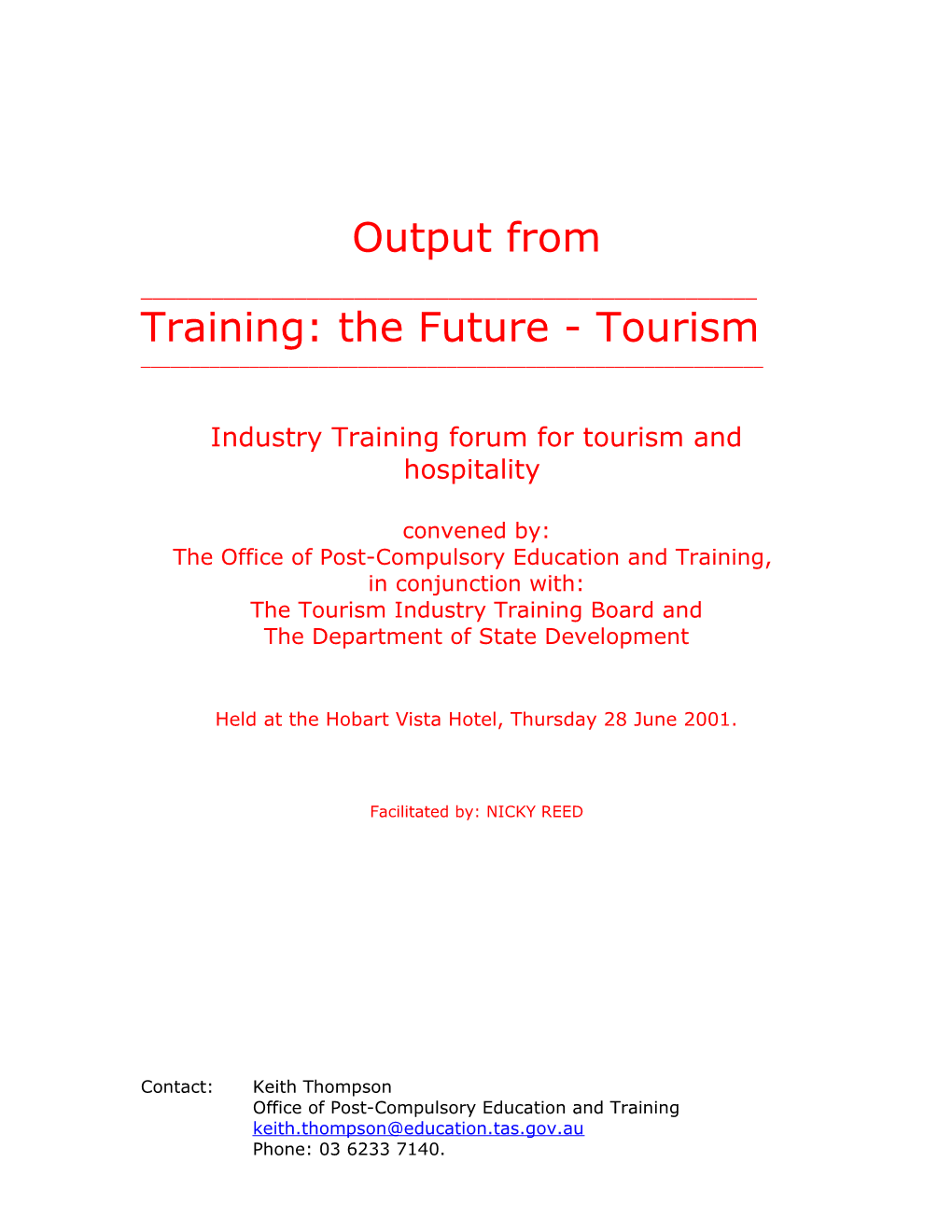 Tourism Forum Report (Word)