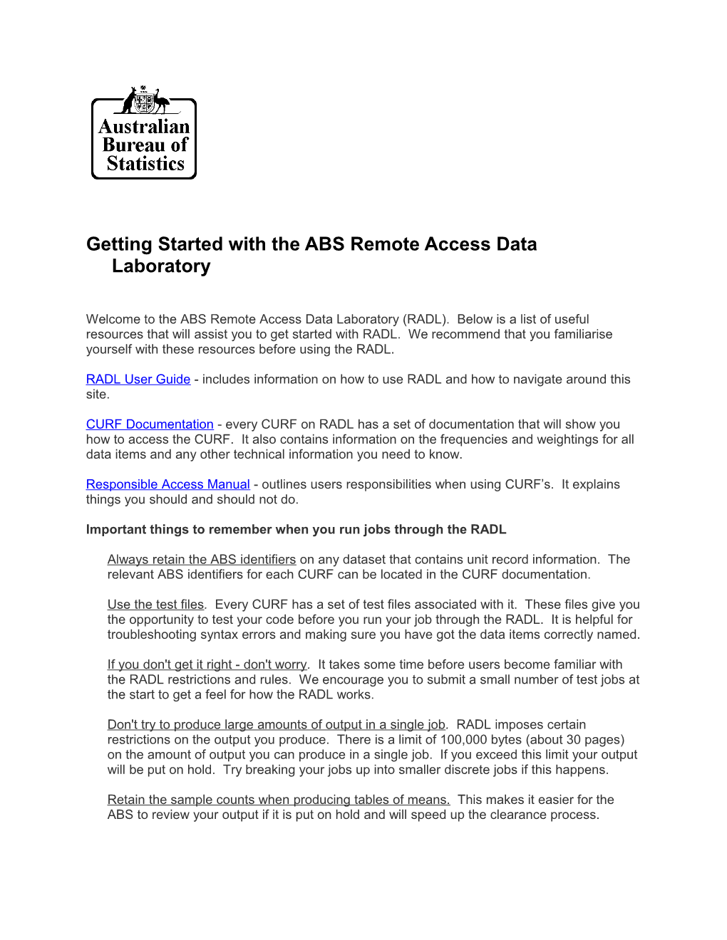 Getting Started with the ABS Remote Access Data Laboratory