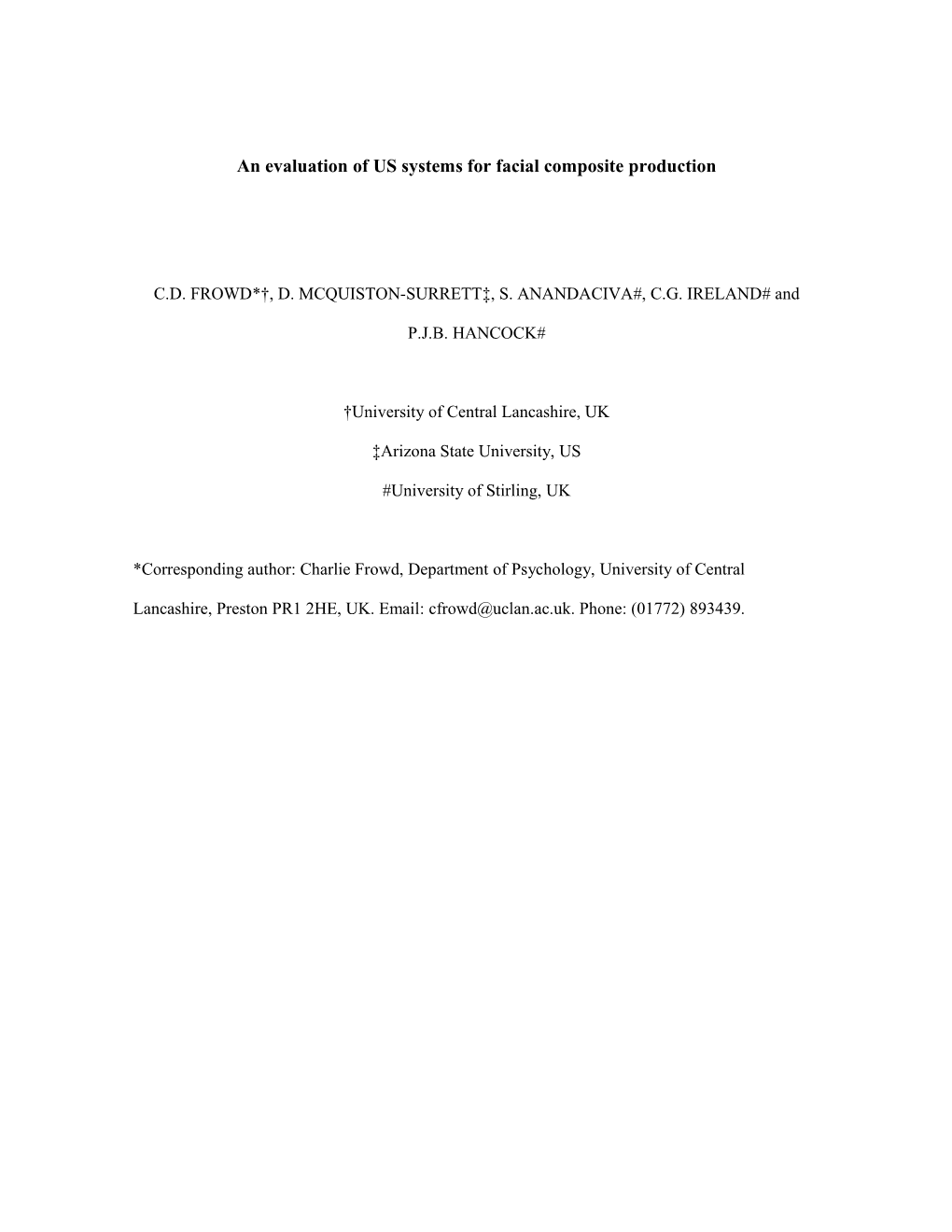 An Evaluation of US Systems for Facial Composite Production