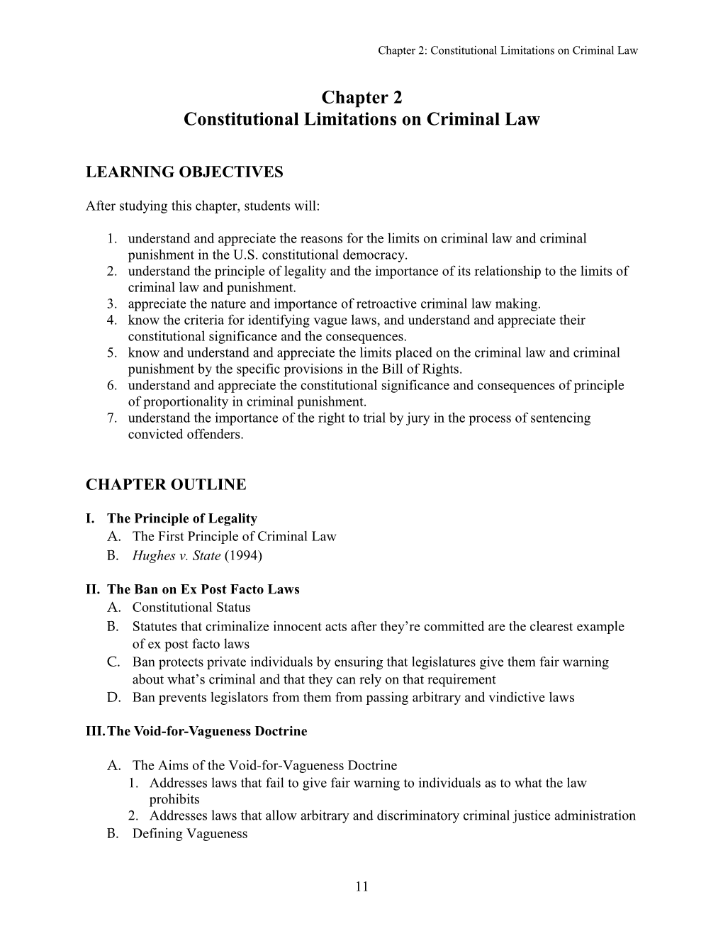 Constitutional Limitations on Criminal Law