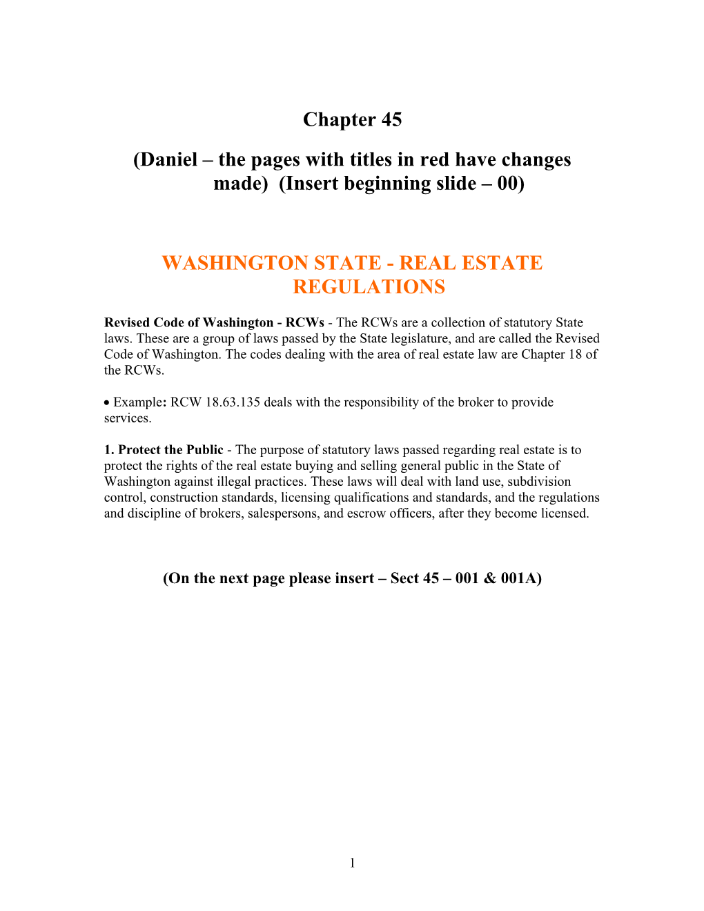 Washington State - Real Estate Regulations