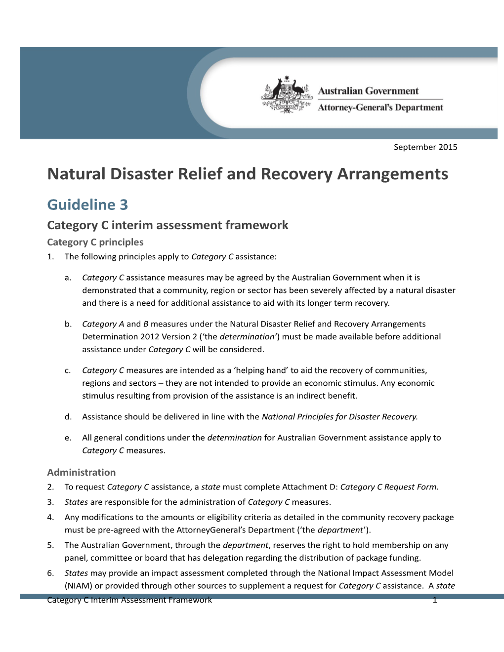 Guideline 3 Category C Interim Assessment Framework