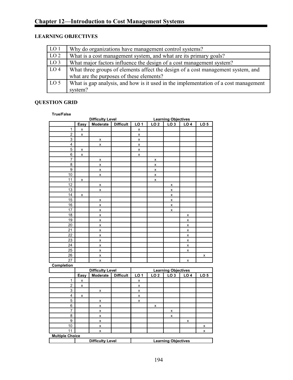 Chapter 12 Introduction to Cost Management Systems