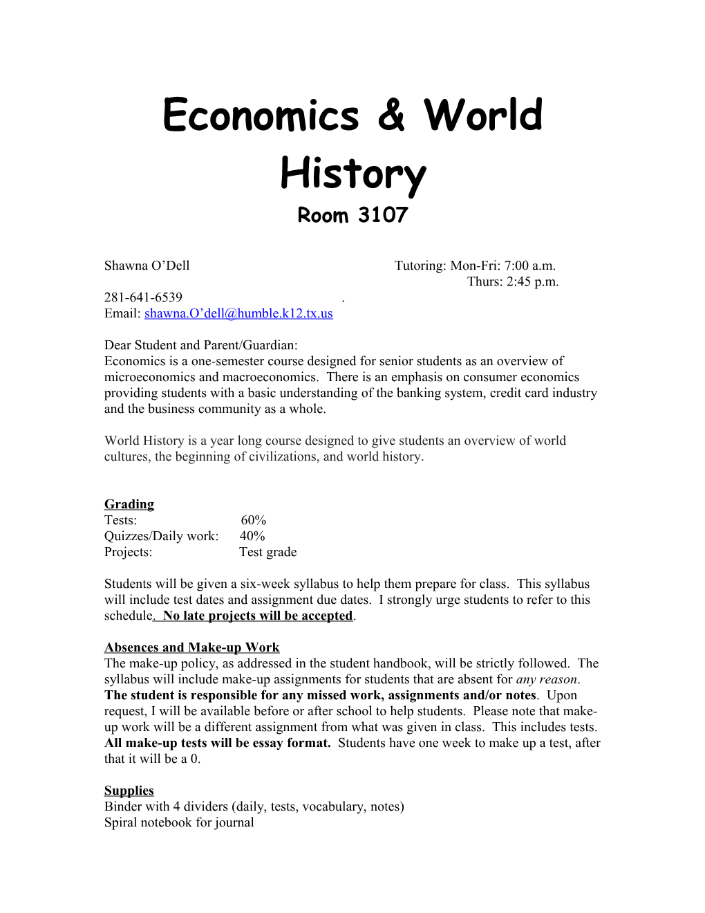 Economics & World History