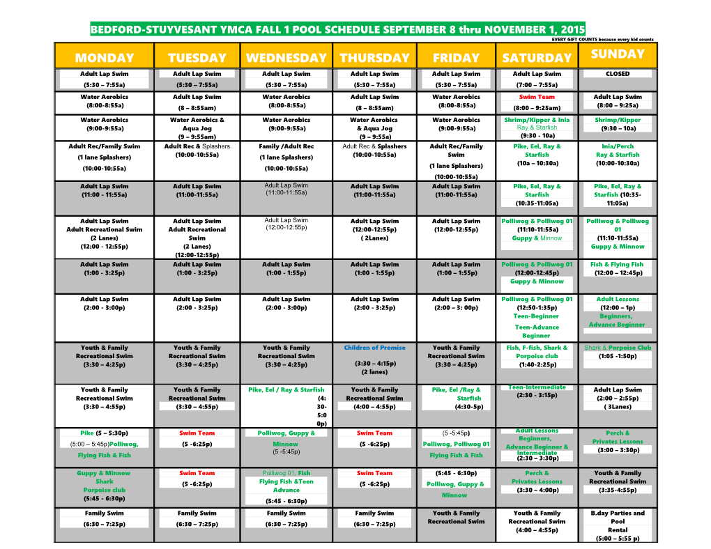 Bedford Ymca Pool Schedule