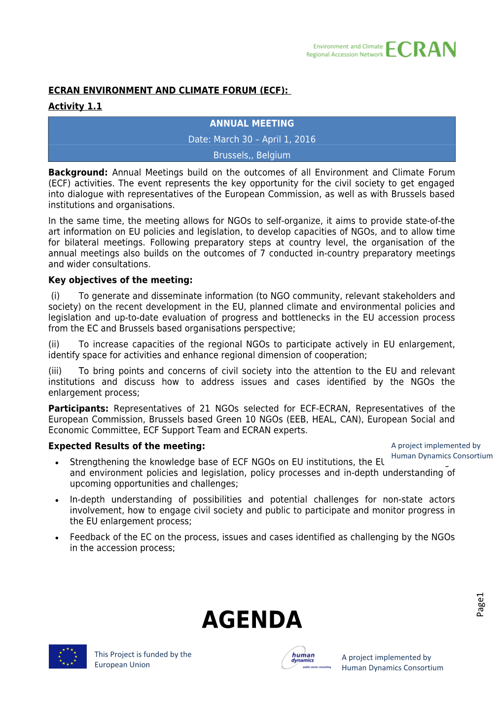 Ecran Environment and Climate Forum (Ecf)