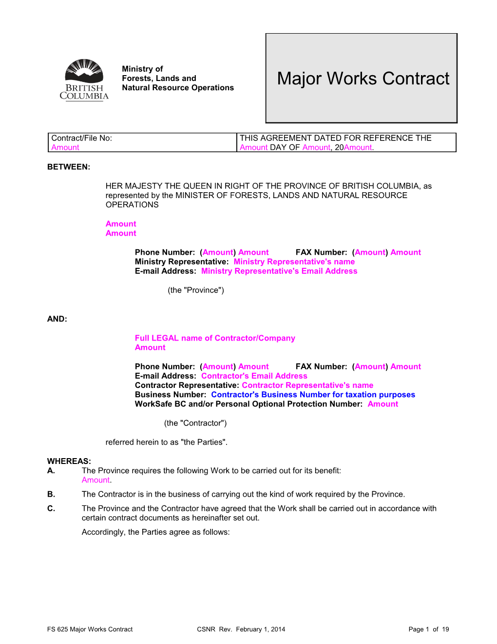 Major Works Contract