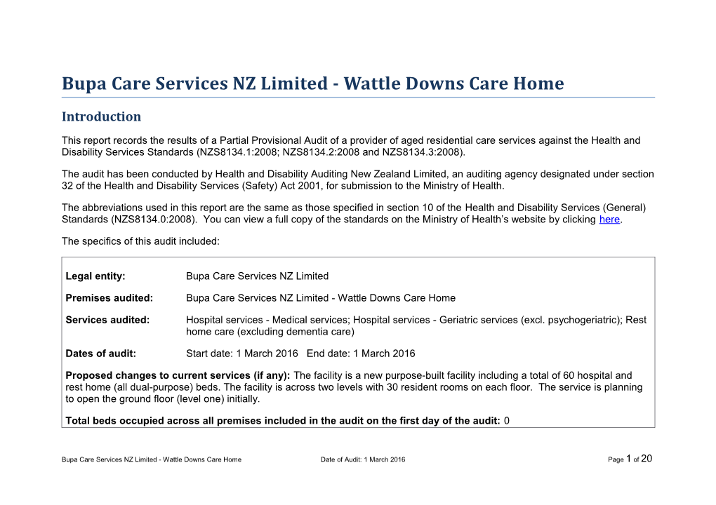 Bupa Care Services NZ Limited - Wattle Downs Care Home