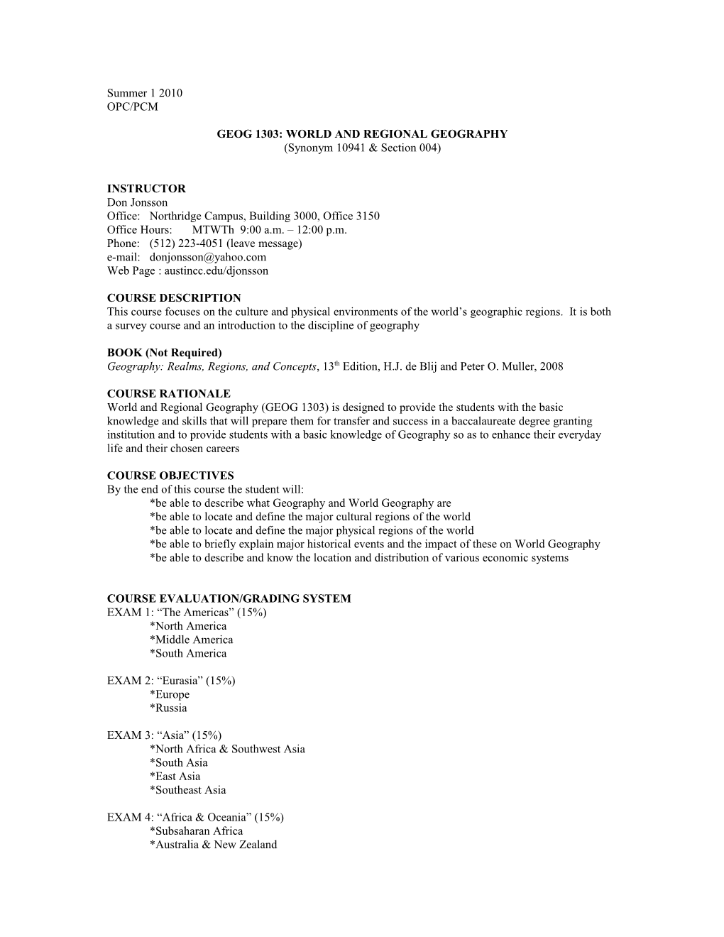 Geol 1405: Environmental Geology