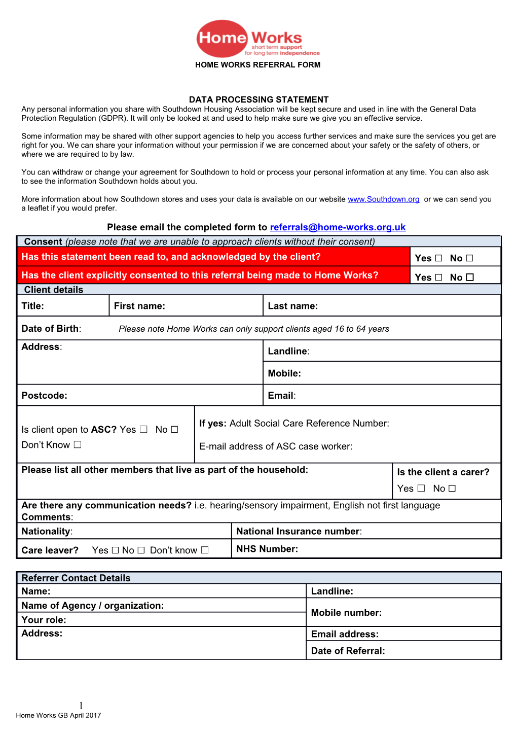 Mykey Initial Assessment Form