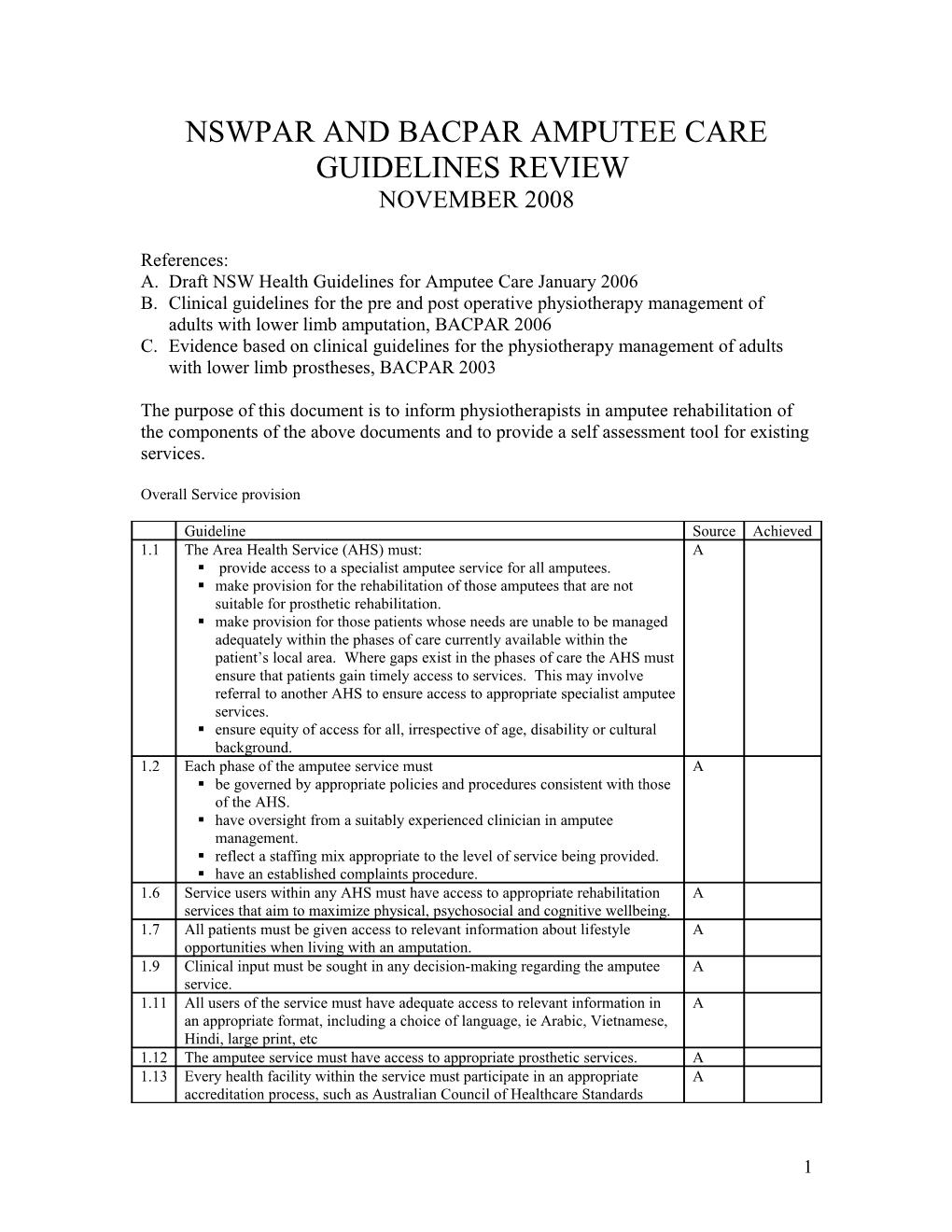 Draft NSW Health Guidelines for Amputee Care January 2006