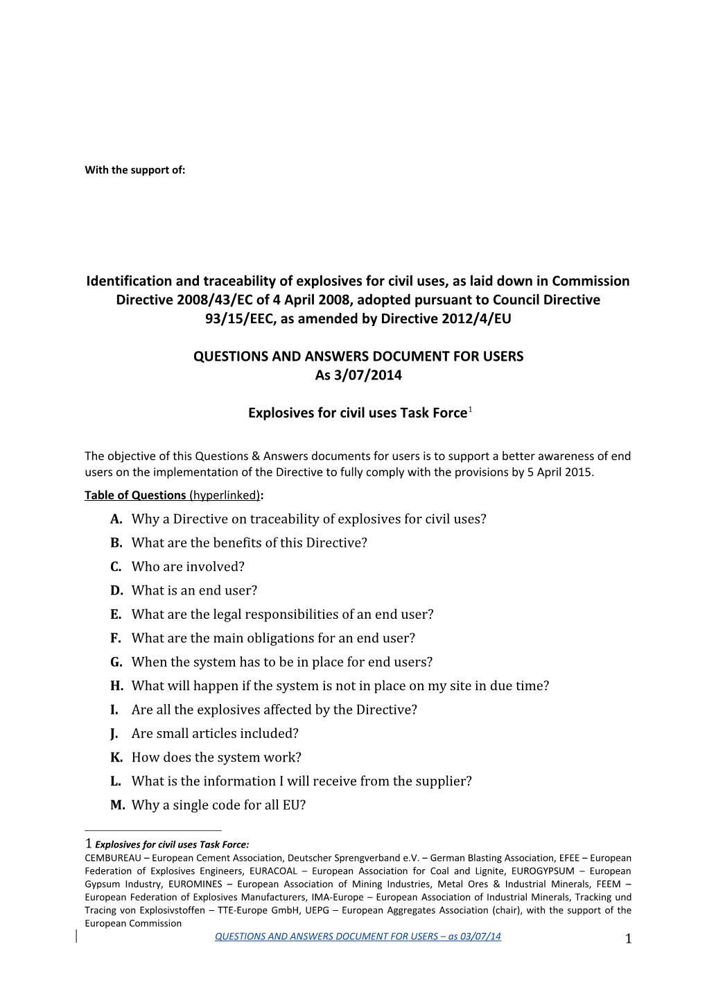 Questions and Answers Document for Users