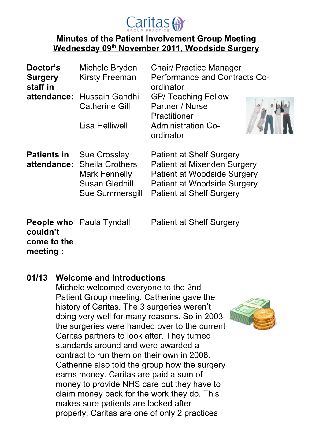 Minutes of the Patient Involvement Group Meeting