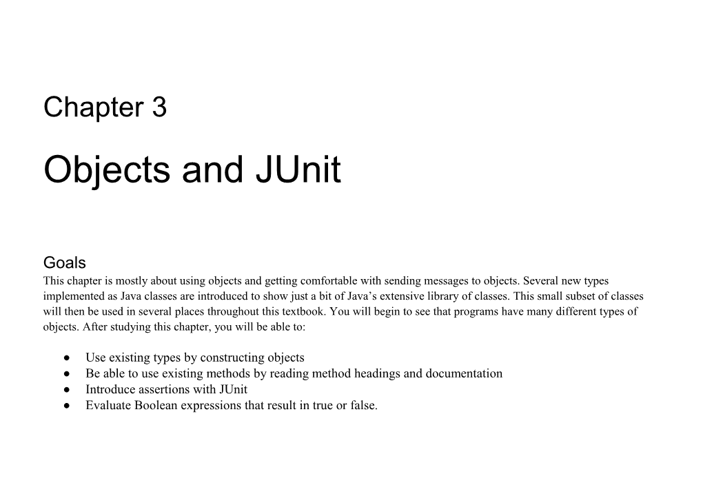 Chapter 3 Objects and Junit