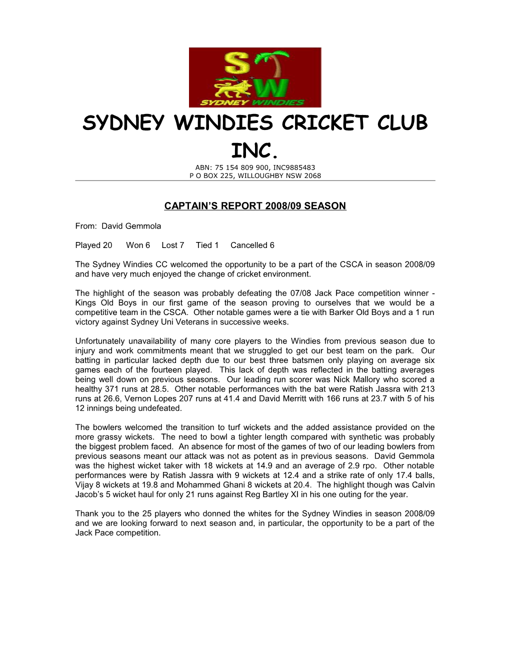 Sydney Windies Cricket Club