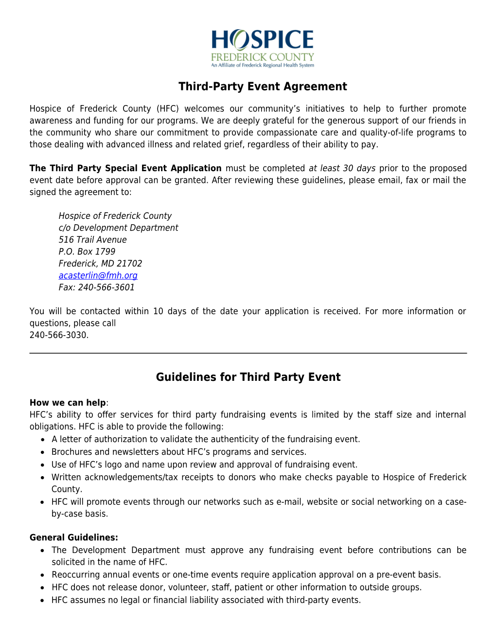 Third-Party Event Agreement