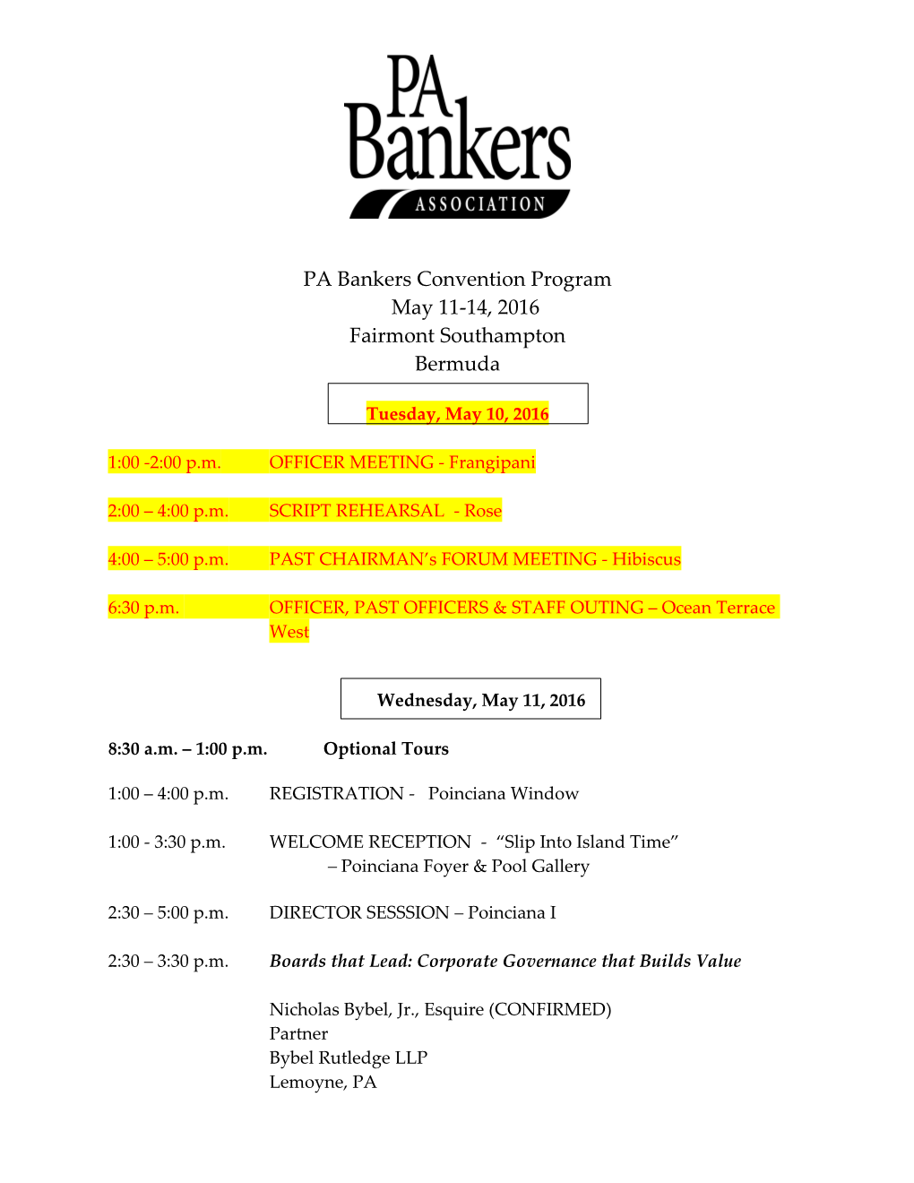 PA Bankers Convention Program