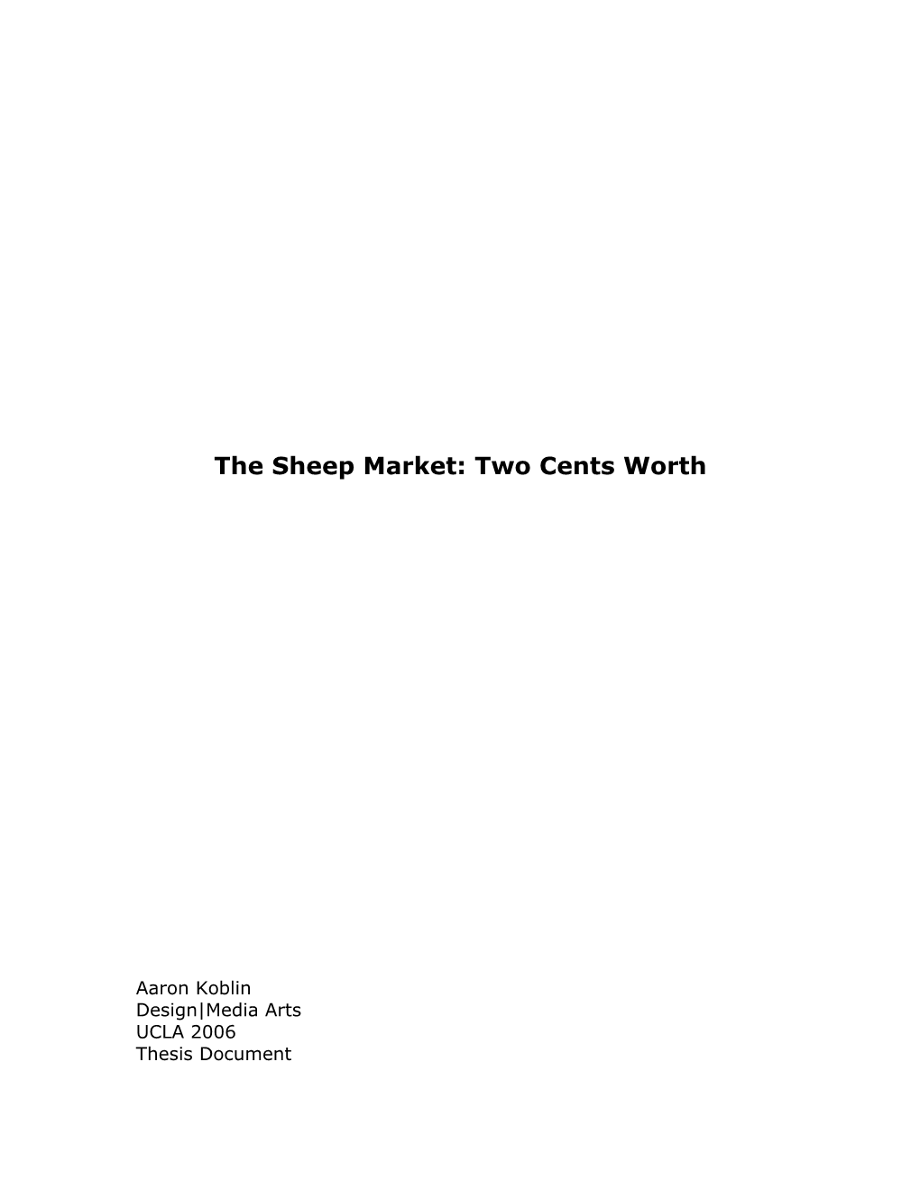 The Sheep Market: Two Cents Worth