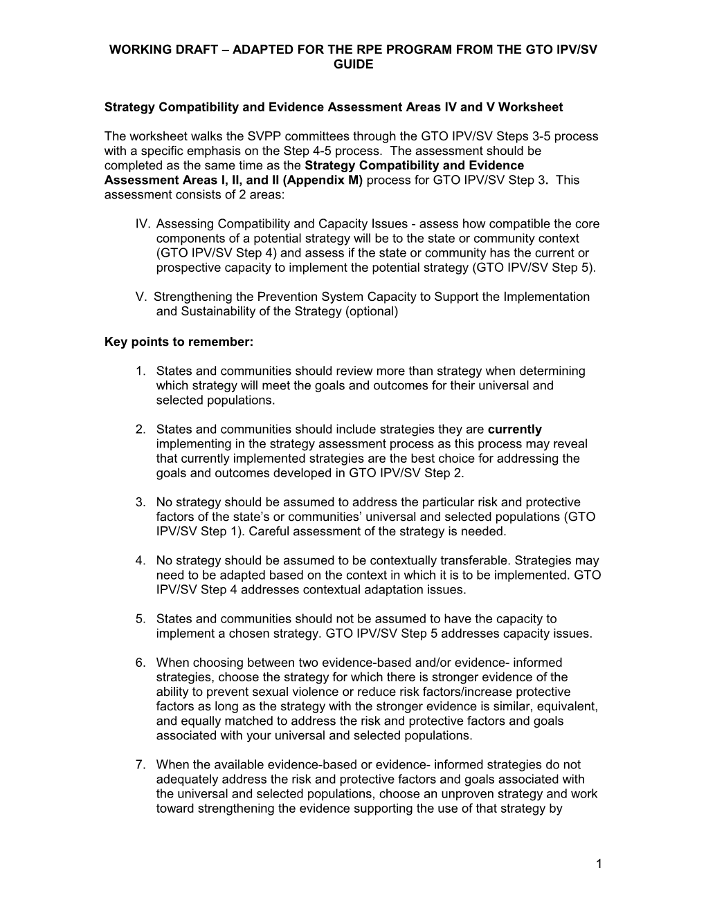 Strategy Compatibility and Evidence Assessment Worksheet