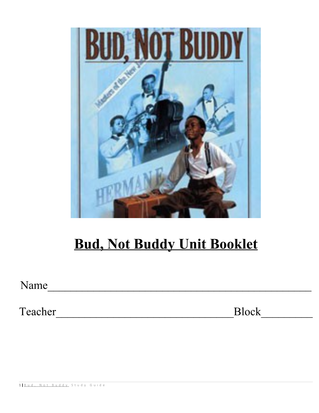 Bud, Not Buddy Unit Booklet