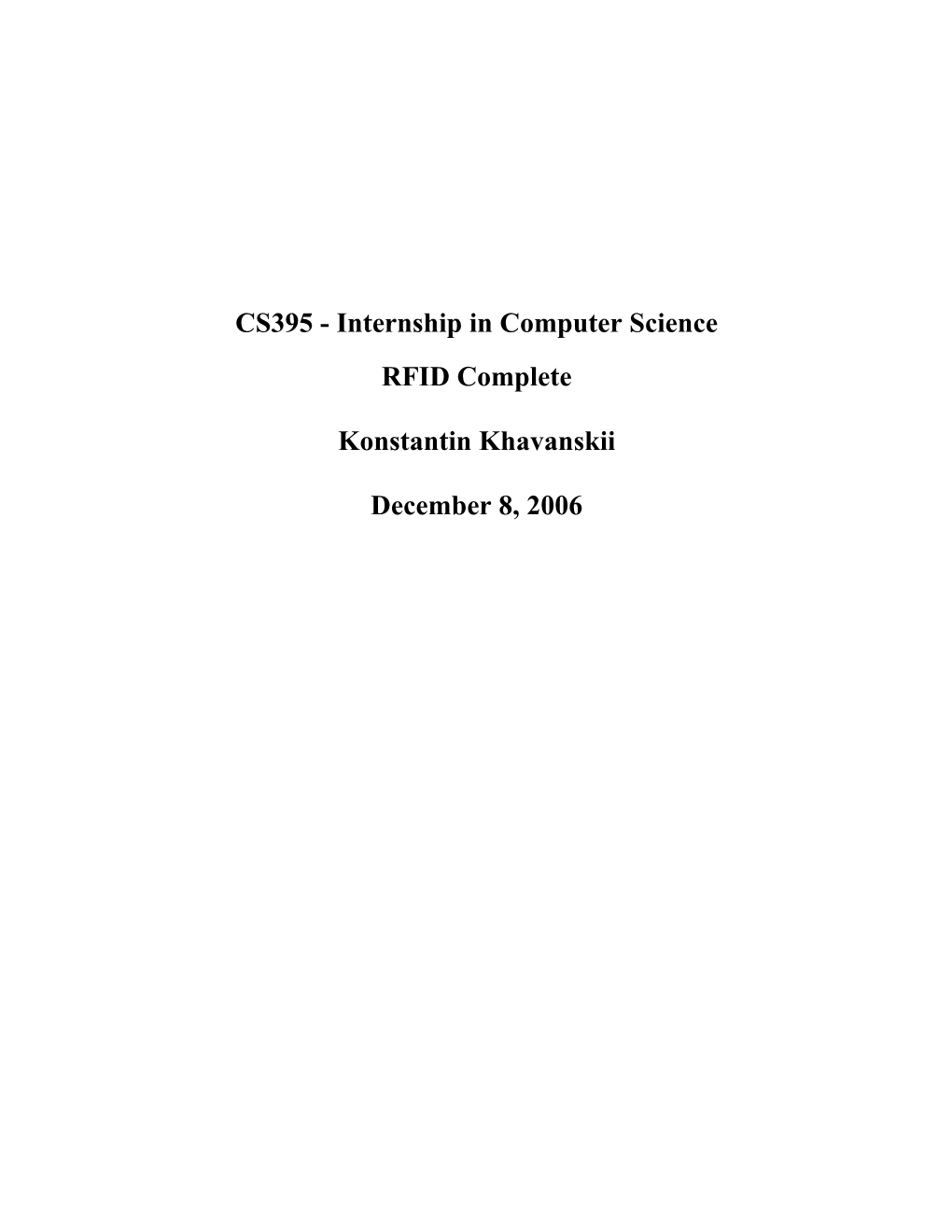 CS395 - Internship in Computer Science