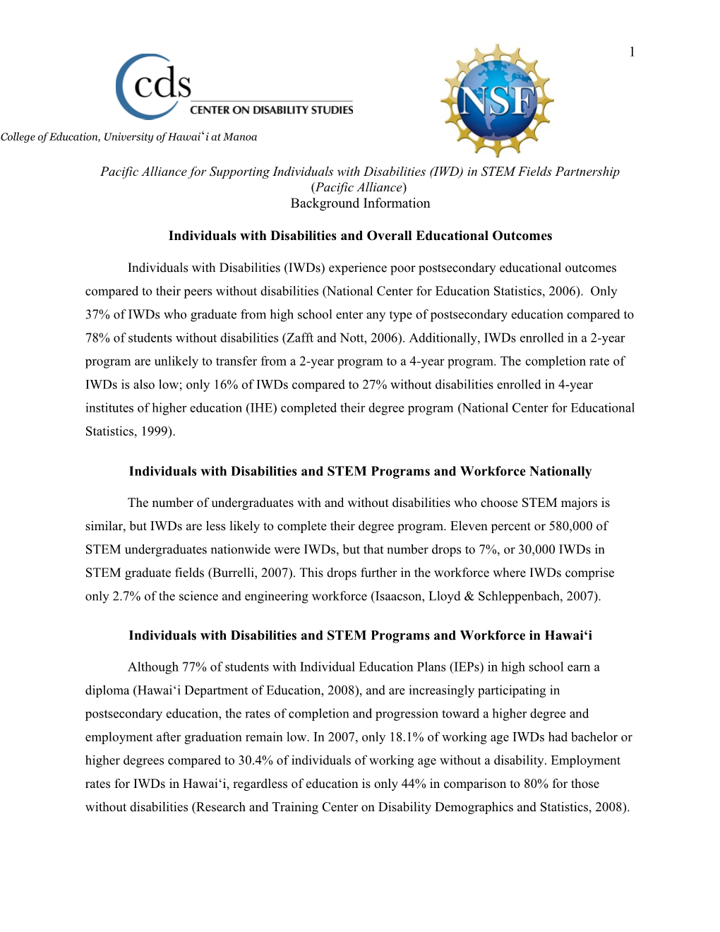 Individuals with Disabilities and Overall Educational Outcomes