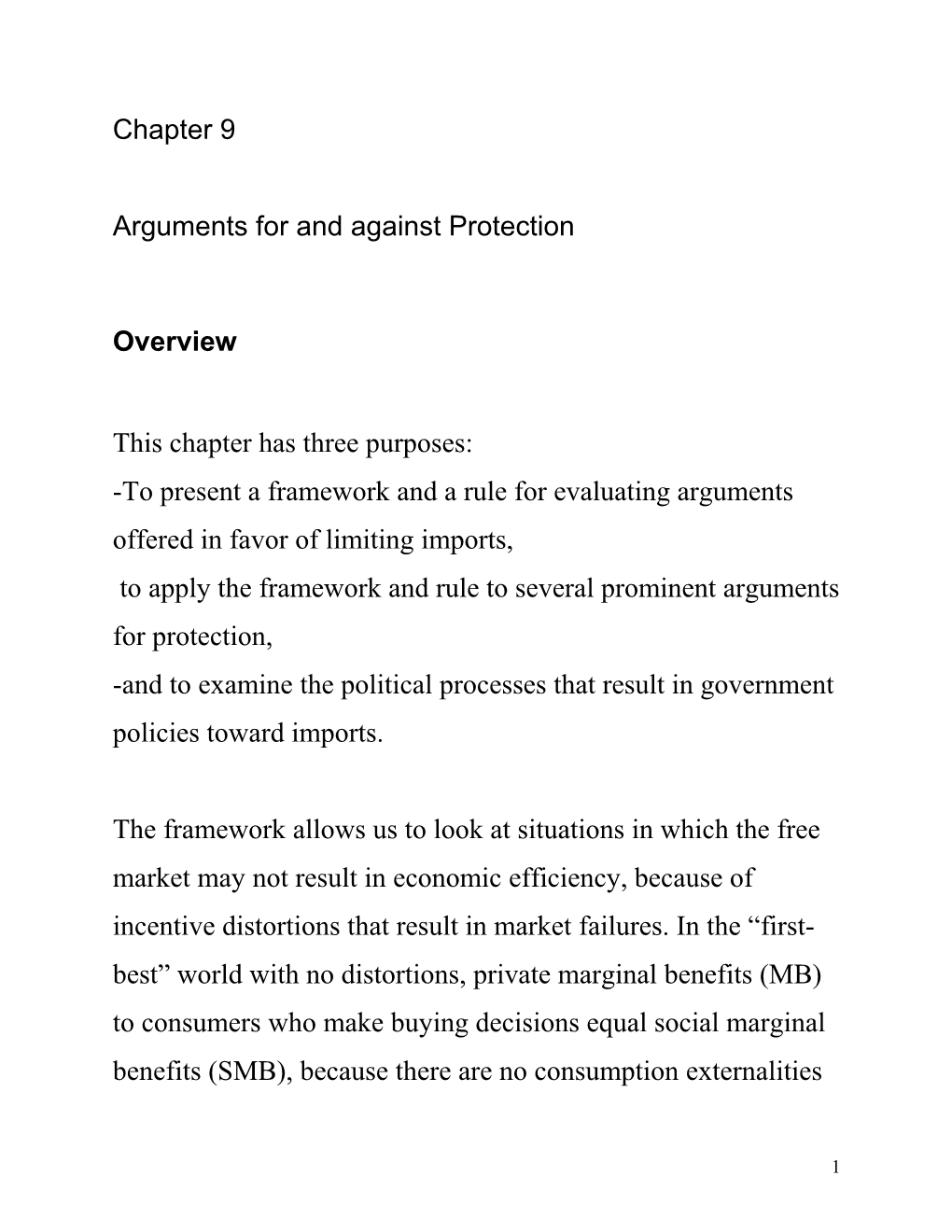 Arguments for and Against Protection