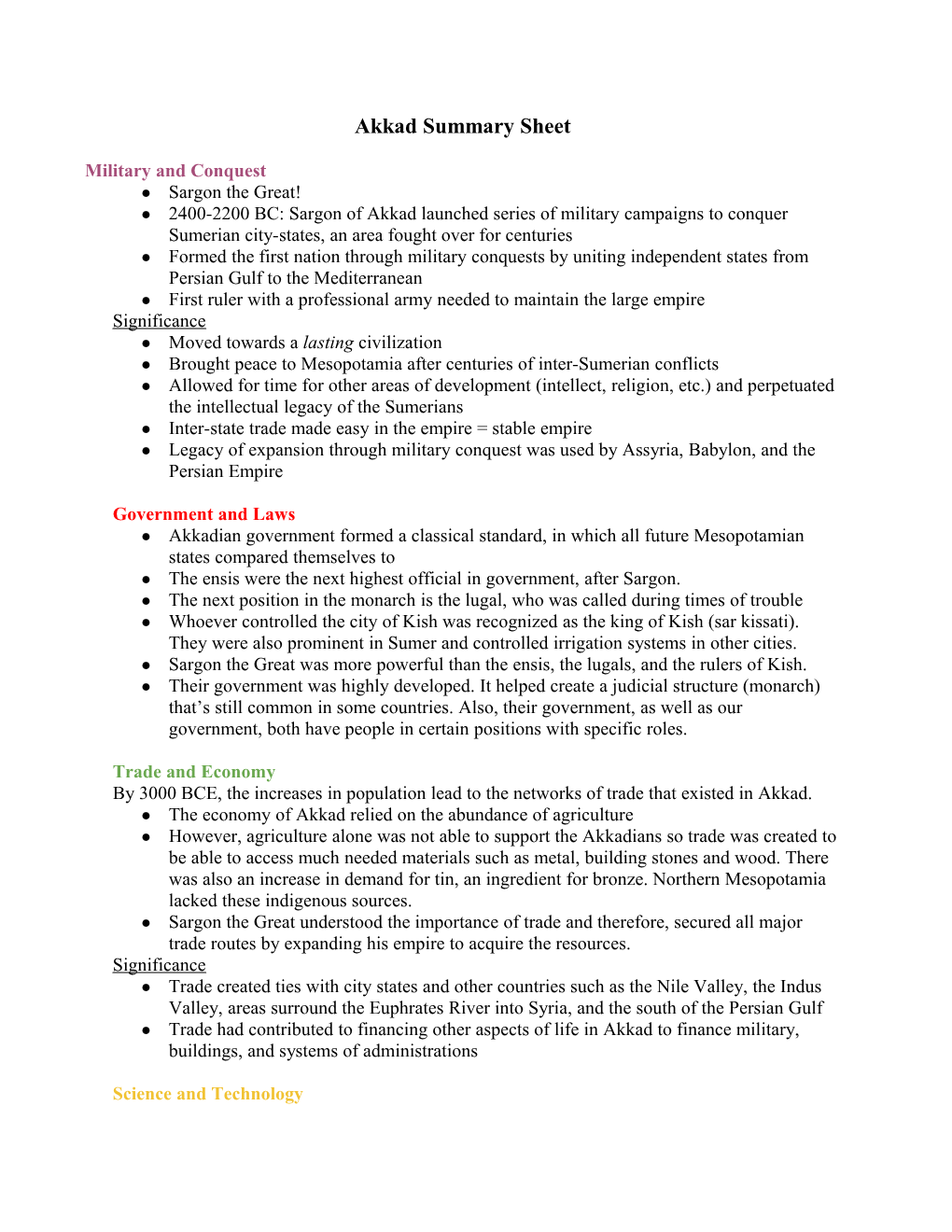 Akkad: Summary Sheet