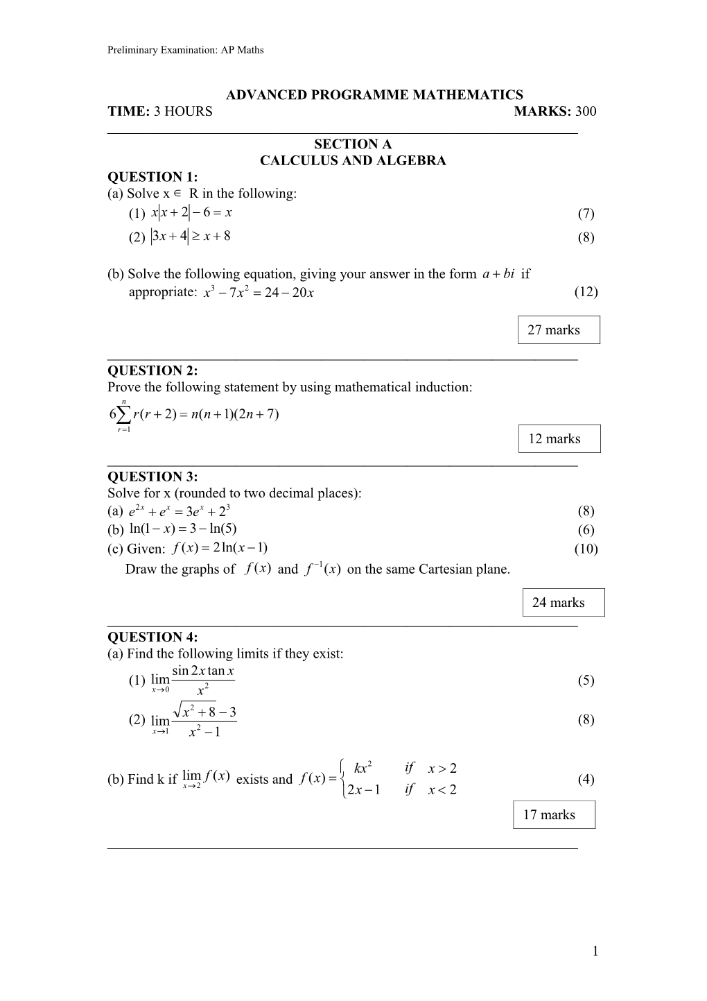 Advanced Programme Mathematics