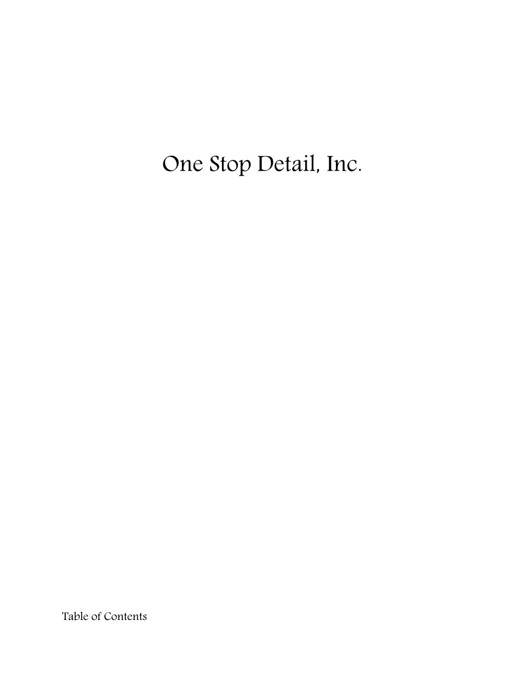 One Stop Detail, Inc