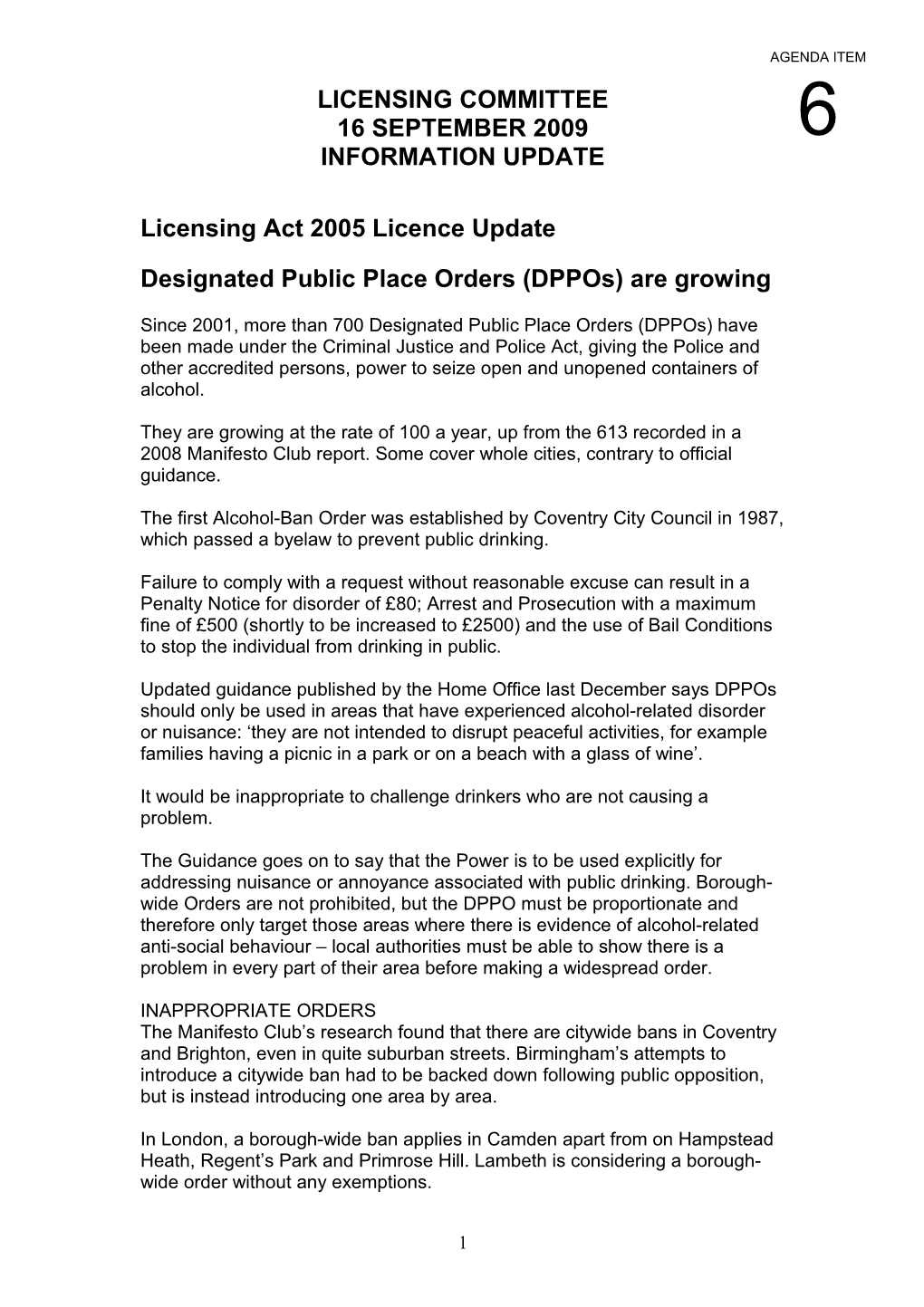 Licensing Act 2005 Licence Update